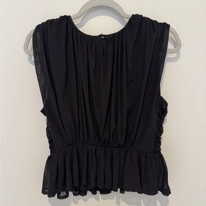 Express Black Ruched Ruffled Blouse